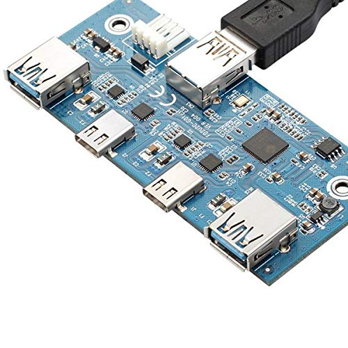 System-S Conector USB HUB 2X Tipo A 3.0 y 2X Tipo C 3.1 para Placa Base, Cable de conexión de 20 Pines para bahía de Disquete de 3,5 Pulgadas.