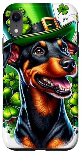 Custodia per iPhone XR Opera d'arte standard del Manchester Terrier Dog St Patricks Day