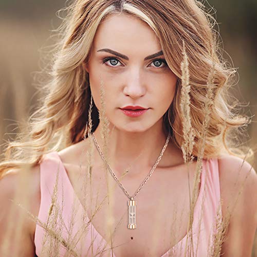 Abooxiu Hourglass Ashes Necklace For Men For Women Urn Necklace For Ashes Stainless Steel Memorial Keepsake Cremation Jewelry Ashes Holder - Rose Gold #TOP5