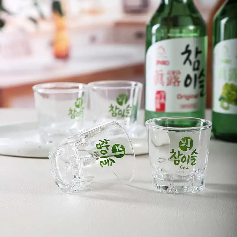 Korean Soju Shot Glasses Sets - Elevate Your Sipping Experience with 2.0 oz Clear Glass, Ideal for Whiskey, Tequila, and Liquor (4PCS)