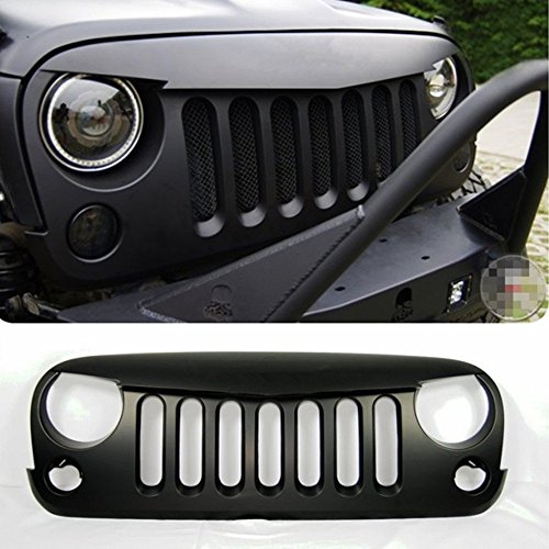 Price comparison product image Fuway Black Front Grid Angry Bird Style Matte Front Grill for Wrangler Jk Rubicon Sahara 2007-2015