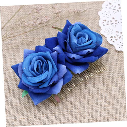 Beavorty Floral Hair Comb with Fleece Rose Design Wedding Bridal Hair Accessory for Women Girls Party Headpiece 3.94X2.60X1.57 Inch - Image 3