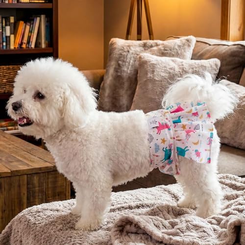 Image of CuteBone Female Dog Diapers with Skirts 3 Pack Reusable Puppy Dresses Pants for Heat Cycle Period