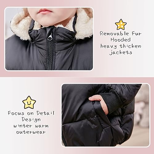 image for TUONROAD Baby Boy Girl Black Coat for Toddlers Fleece Lined Outwear Ou
