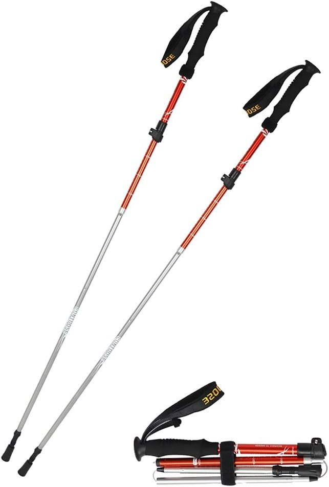 Trekking Poles Collapsible Lightweight Carbon Tungsten Steel Rod Tip Wear and Corrosion Resistant Carbon Tip Ultralight Quick Lock Straight Handle 2PCS Accessories and Carry Bags