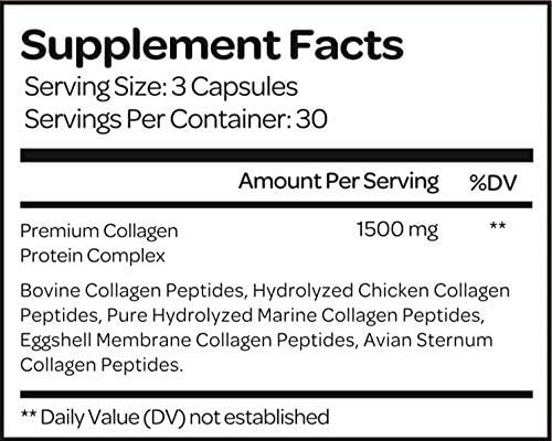 Collagen For Her: Multi Collagen Capsules for Women (Types I, II, III, V, X,) Hydrolyzed Collagen Peptides, Vitamin Supplement for Hair, Skin, Nails, and Joint Support (90 ct.)