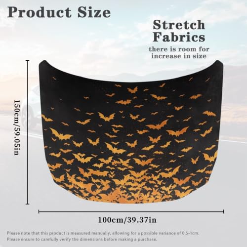 Image of Bat Halloween Print Car Hood Cover Protector 59x39 Inch Stretchable Auto Hood Wraps Waterproof Halloween Automotive Exterior Accessories for Most SUV Sedans Trucks