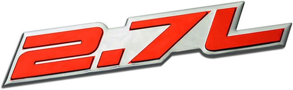 2.7L Liter Embossed RED on Highly Polished Silver Real Aluminum Auto Emblem Badge Nameplate Compatible with Chevrolet Chrysler Dodge Subaru Suzuki Toyota