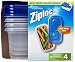 Ziploc Medium Rectangle One Press Container, 4 count per pack - 6 per case.