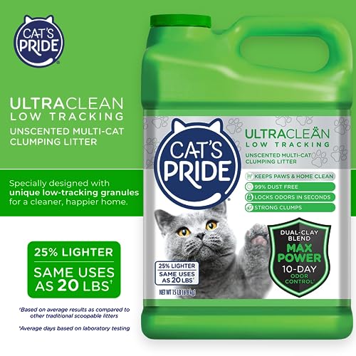 Multi-Cat Clumping Litter - Odor Control - 99% Dust Free - Unscented, 15 Pounds