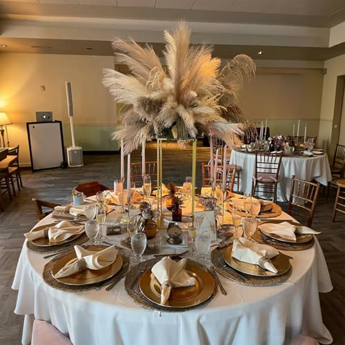 Image of 31.5Inch Gold Flower Stand Centerpieces for Wedding,Metal Column Geometric Flower Stand Tall Floor Vase for Table Decorations Event Home Party( 5pcs)