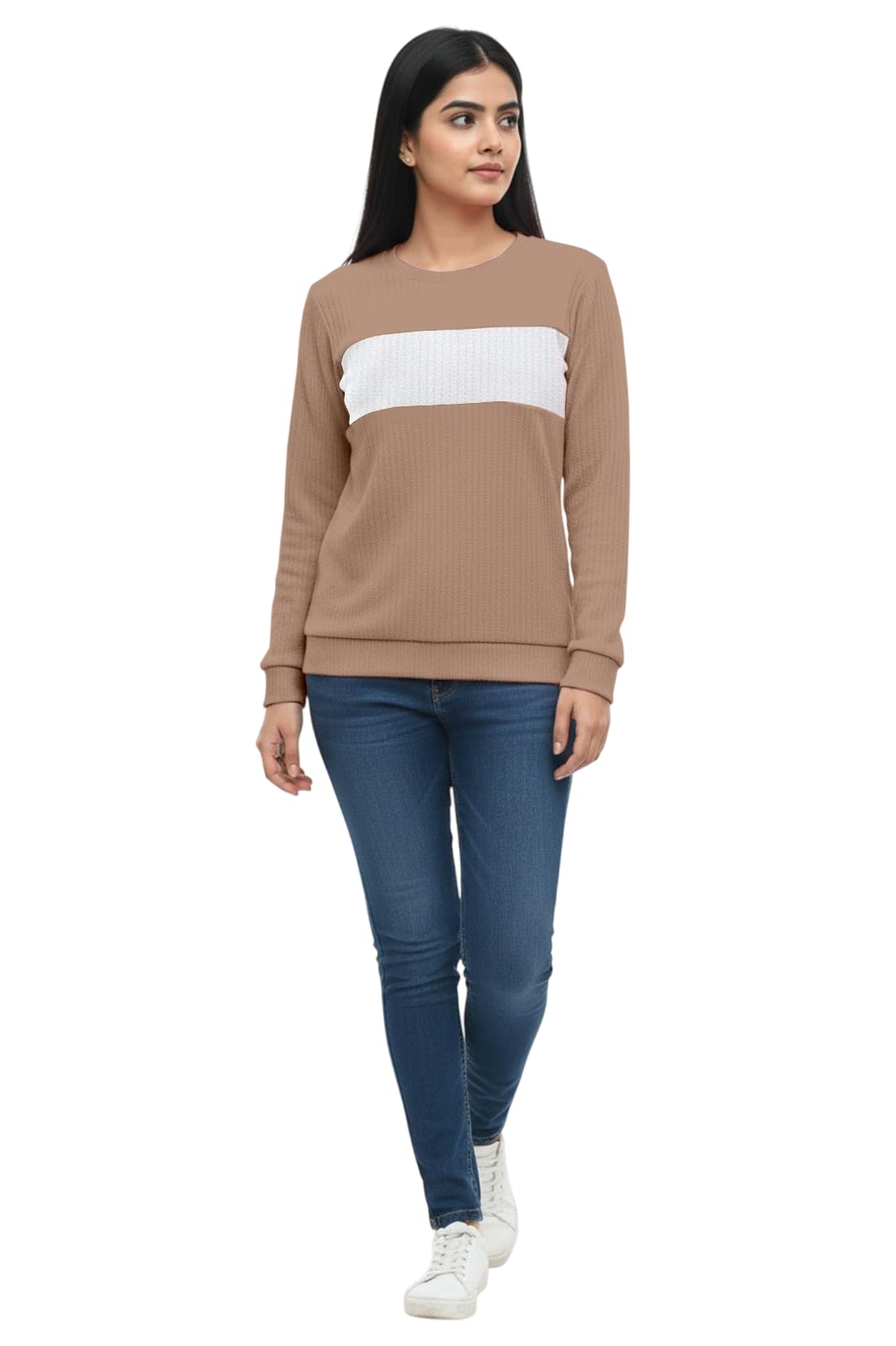 Women Full Sleeve Thermal Textured Sweatshirt Casual Winter Pullover Top Soft Comfortable Stylish Regular Fit Everyday Wear for Girls and Women-image-45