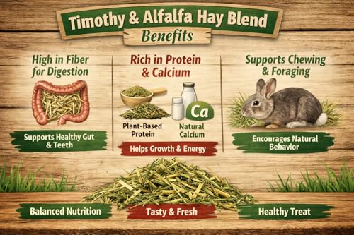 Mezcla de heno Timothy y alfalfa para pequeños animales 6 bolsas 1 lb miniatura 5