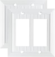 Vista 8 de Placas de pared clásicas de tablilla ranurada blanco puro, cubiertas de interruptor de luz, cubiertas de tomacorrientes eléctricos, placas