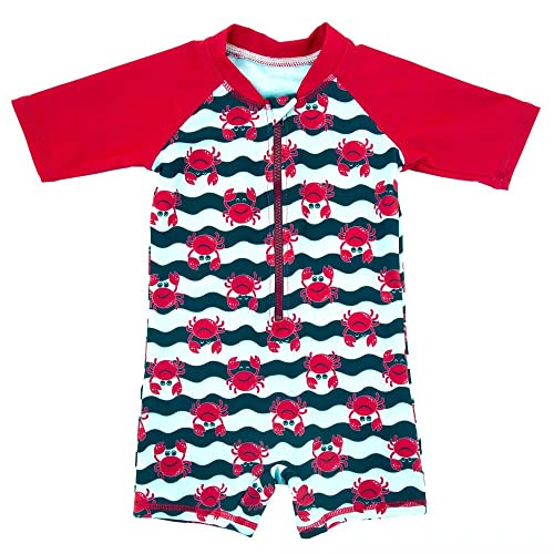 Image of Achiyi Toddler Baby Boys' Swimwear One Piece UPF 50+ Swimsuit Boy Lovely Cartoon Prints Bathing Suit