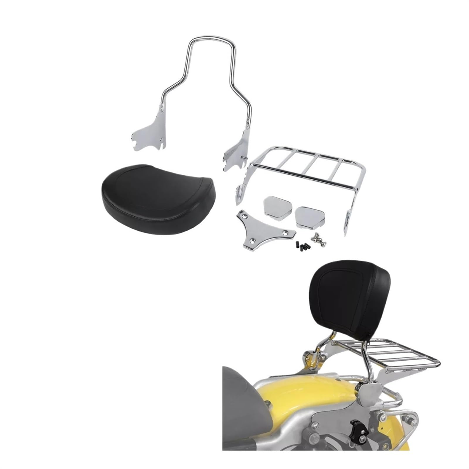 Schienale Motocicletta Portapacchi Per Sissy Bar Con Schienale Staccabile Per Motocicletta Da Turismo Per Road King FLHT 1994-2008 Accessori Per Moto