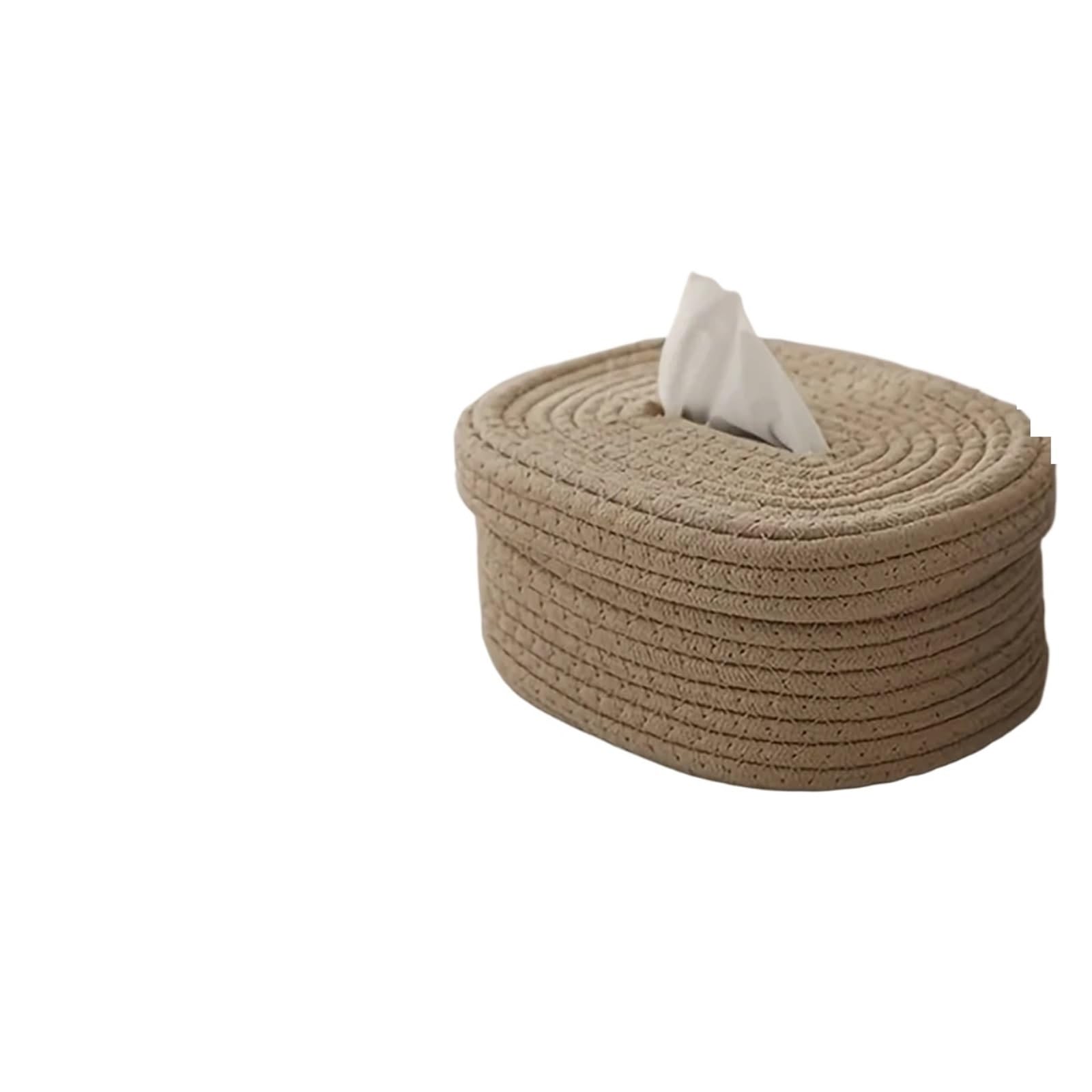 1pc Hand-Woven Fabric Tissue Box Holder-Stylish, Lightweight,Washable,Multifunctional Storage For Face Towels,Napkins On Home(Khaki)