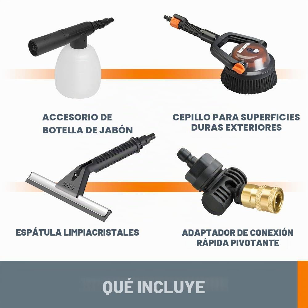 WORX Hydroshot Deluxe WA4072 Kit de Limpieza | Amplía las posibilidades de limpieza Hydroshot con varios accesorios específicos para tareas.