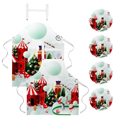 Lot de 2 tabliers de cuisine avec 4 broches pour la pâtisserie