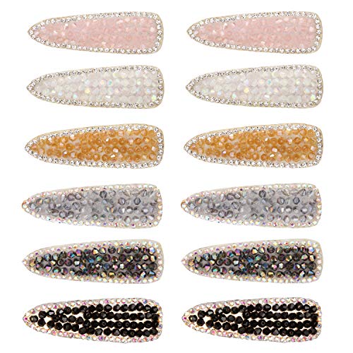 Folora 12pcs Women Girls Multicolored Shimmering Rhinestone Alligator Hair Clips Fashion Sweet Bobby Pins Hair Barrettes