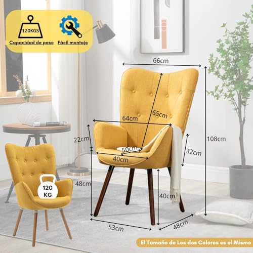 Mejores review On-line Sillon mostaza para comprar online. 3 Imagen adicional