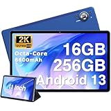 ZIOVO 2025 Tablet 11 inch Android 13 Tablets, 16GB RAM+256GB ROM+1TB Expand, Octa-Core 2.0GHz, 2K 2000 x 1200 FHD Display, 8600mAh, 13MP+5MP Camera, 5G+2.4G Wi-Fi/Bluetooth/with Case-Blue