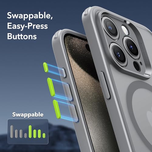 Image of ESR TPU for iPhone 15 Pro Max Case(5 in 1) Set,Translucent Matte Case with Screen Protector&Camera Lens Protectors,Compatible with Magsafe,Military-Grade Protection,Classic Series,Frosted Gray