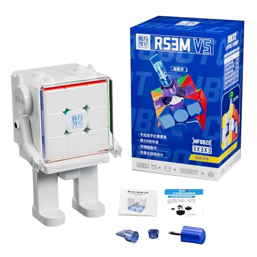 Moyu RS3M V5 Maglev 3x3 Cubo de Velocidad Mágico sin Pegatinas Competitivo Sedoso y Fluido para los Amantes del Cubo (Maglev Version with Robot Box)