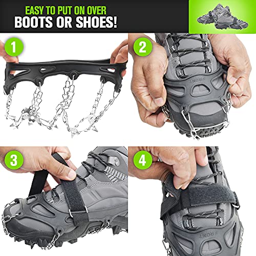 Crampons For Hiking Boots - Men And Women - 19 Non-Slip Micro Spikes For Hiking - Hiking Spikes For Boots And Shoes - Best For Snow And Ice - Fits Size 7-10 Crampon Traction #TOP5