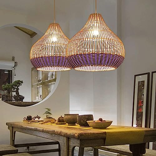 Lustre rotin tissé main suspension osier réglable salon café chambre
