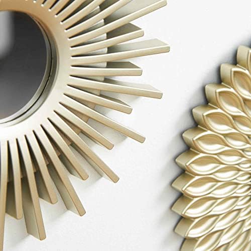 Sovereign Stone Sun Effect Wall Mirrors - Hanging Mirrors - Sunburst Mirror, Home Décor, Round Mirror, Sun Mirror, Large Wall Mirror, Mirrors for Hallways (Champagne, Set of 3)