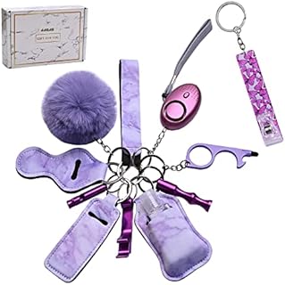 Auxu Keychain Set for Women and Girls Includes Wristlet, Pom Pom, Lipstick Sleeve