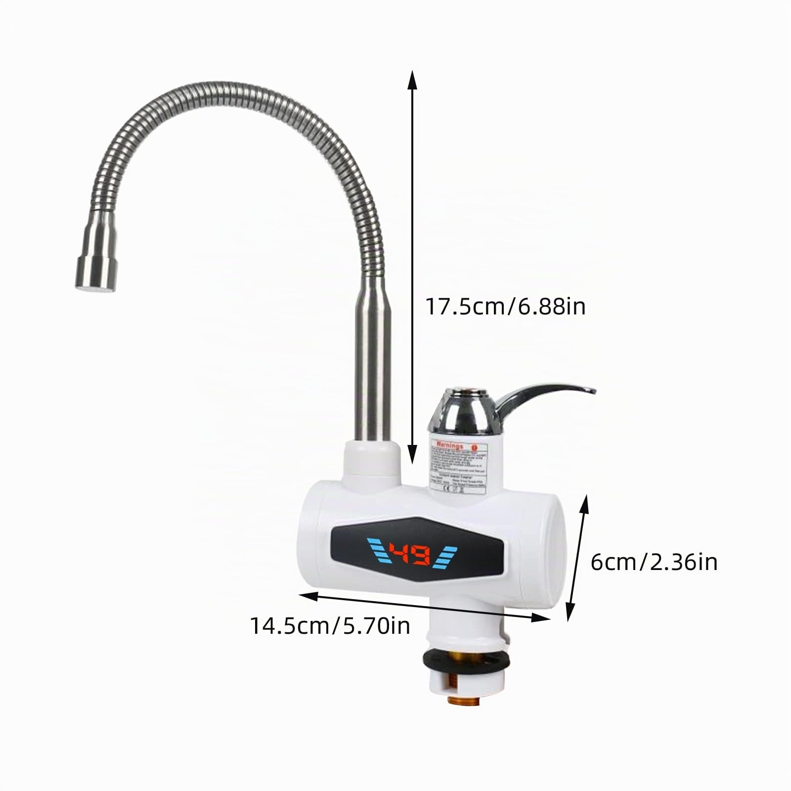 Scaldacqua elettrica rubinetto 220 V, scaldabagno elettrico rapido con display digitale a LED 3000 W per cucina, bagno (ingresso dell'acqua inferiore)