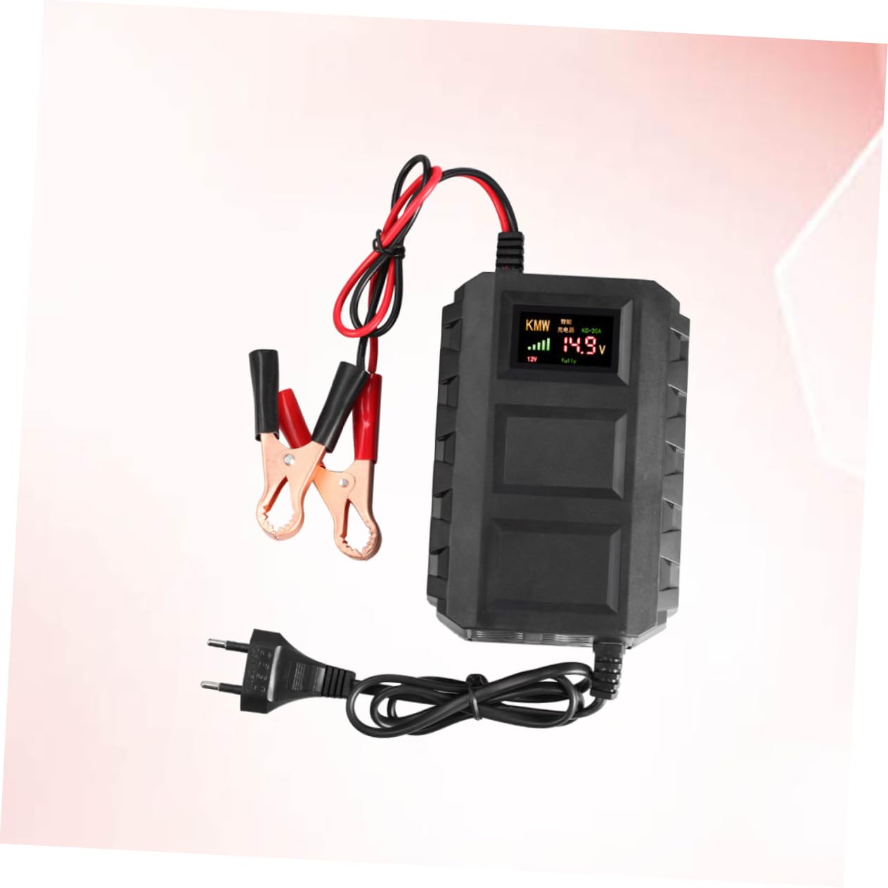 SOLUSTRE Caricabatterie con Protezione Sovracorrente per Batterie al Piombo 12v 20a e Ricarica Sicura in Plastica Nera per Auto e Moto per Motociclette