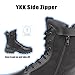 LUDEY Lightweight Military Tactical Boots for Men Durable YKK Side Zipper Police Army Combat Jungle Breathable Comfortable Duty Boots Black 8US