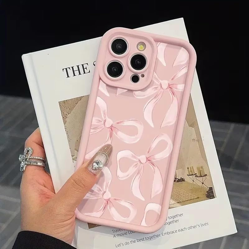 Image of COVERLY Cute Pretty Bowknot Back Case Cover for iPhone 12 Pro | Hot Pastel Pink Ribbon Bow Stylish Design | Camera Lens Protection | Soft Silicone Aesthetic Cover for Girls & Women (Pink, Shockproof)