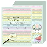 AmazingSpark 200 Sheets Raised Line Handwriting Paper – 8.5”x11” Colored Tactile Writing Paper with 0.5” Spacing, Multi-sensory Dysgraphia & Adhd Support, Primary Ruled Tablet for Beginners