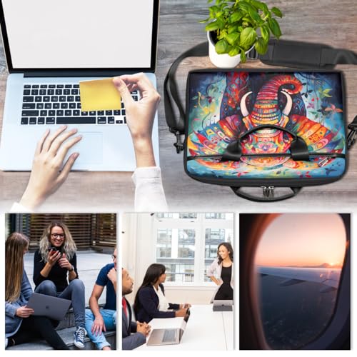 Bolso para laptop con elefante boho pintura al óleo 15 pulg miniatura 6