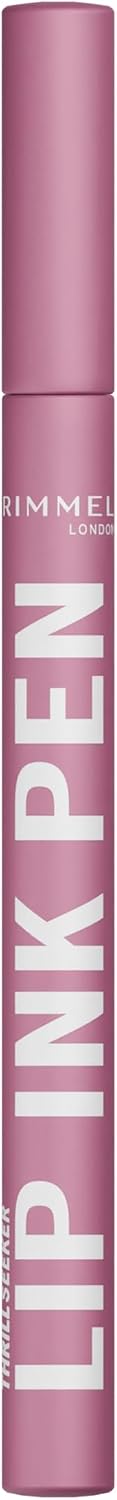 Rimmel London, Thrill Seeker Lip Ink Pen, 200 Pink Candy, Rossetto, Lip Tint, Applicatore di precisione a penna, A prova di bacio e no-transfer, Colore modulabile, Formula vegana, 1,7 ml