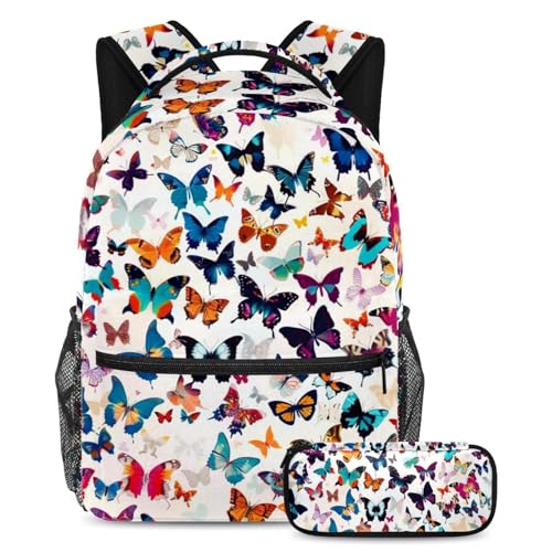 Cartable Art Multi Papillons avec sac à dos et trousse pour la rentrée