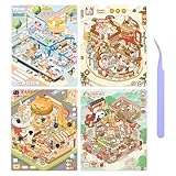 Girls 3D Miniature Scene Stickers, 4 Sets Mini Stores DIY House Stickers for Burger, Hot Pot, Convenience Store, Breakfast, Cute 3D Cartoon Scene Stickers for Adult Kids Relief Stress Pass The Time
