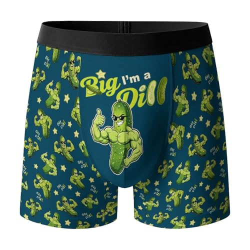 QUALISM Men's Funny Boxer Briefs Soft Stretchy Boxer Pickle Underwear Comfortable Sleep Underwear Novelty Gift for Him