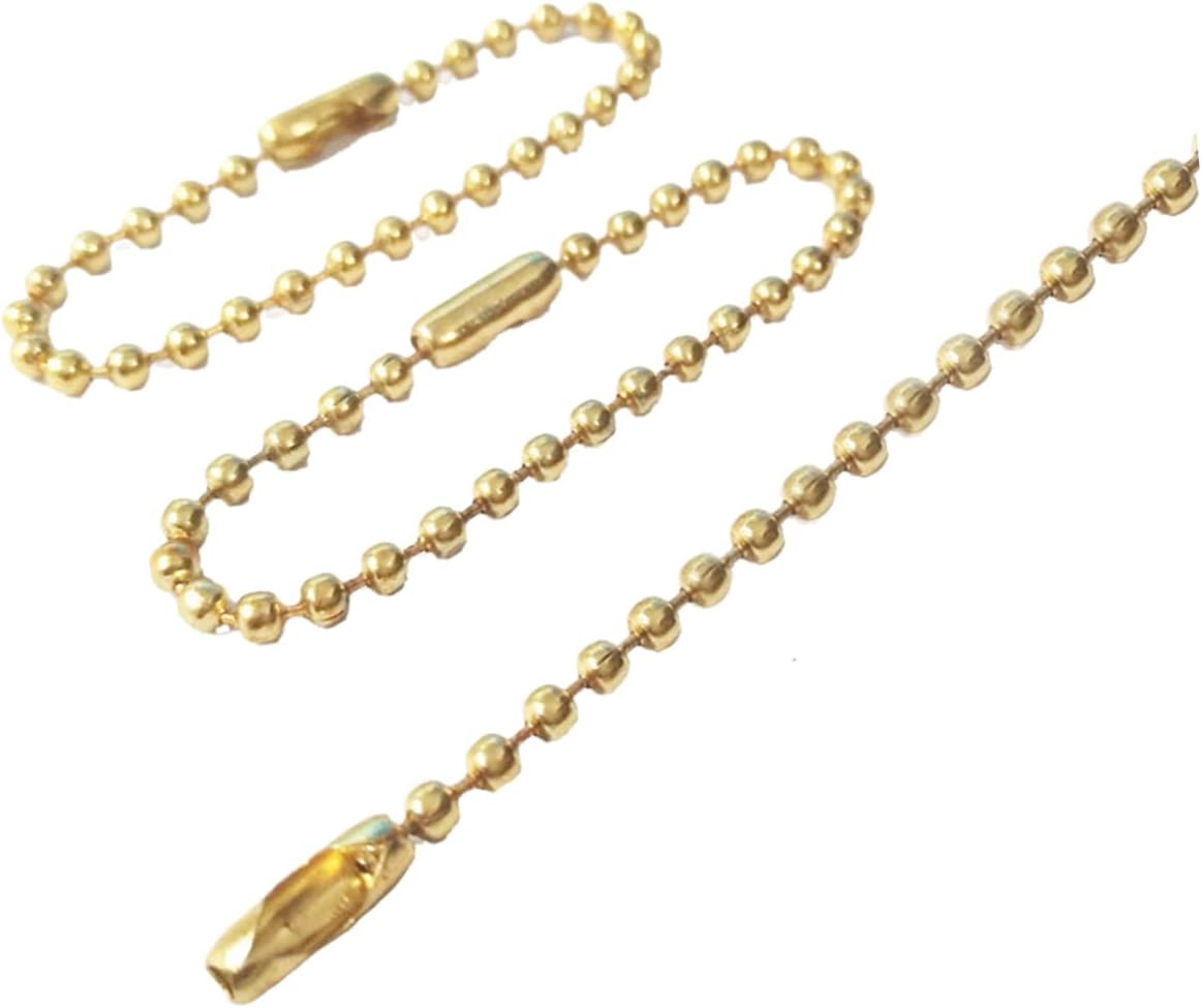 KONTONTY 150pcs Adjustable Metal Bead Steel Chain for Keychain Tag Thick for Craft Projects and Dog Tags Golden Finish