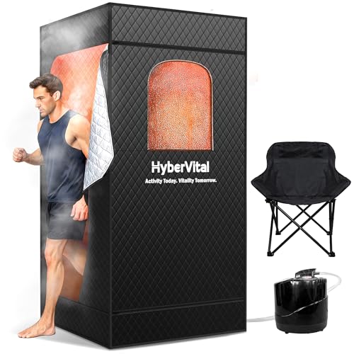 HyberVital Sauna Box, Portable Sauna for Home, Large Sauna Tent with 3.0L Steamer for Full Body SPA, Easy Assembly Quick Heat-Up Sauna Experience