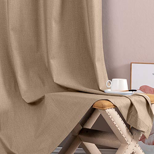 Jinchan Microfiber Curtains For Bedroom Living Room Linen Textured Window Treatments Grommet Top 2 Panels 84 Inch Length Taupe #TOP2