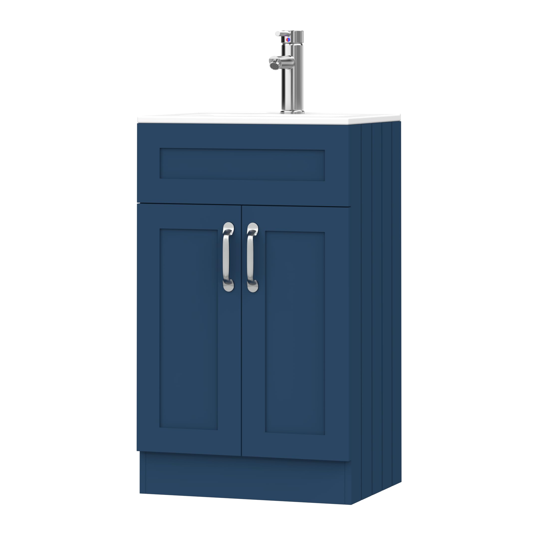 BELOFAY Vanity Unit with Basin | 500mm Bathroom Vanity Units with Basin | With White Ceramic Bathroom Sink | Floor Standing Blue Sink Unit | Soft Close Hinges & 1 Tap Hole | Waste Included — image 1