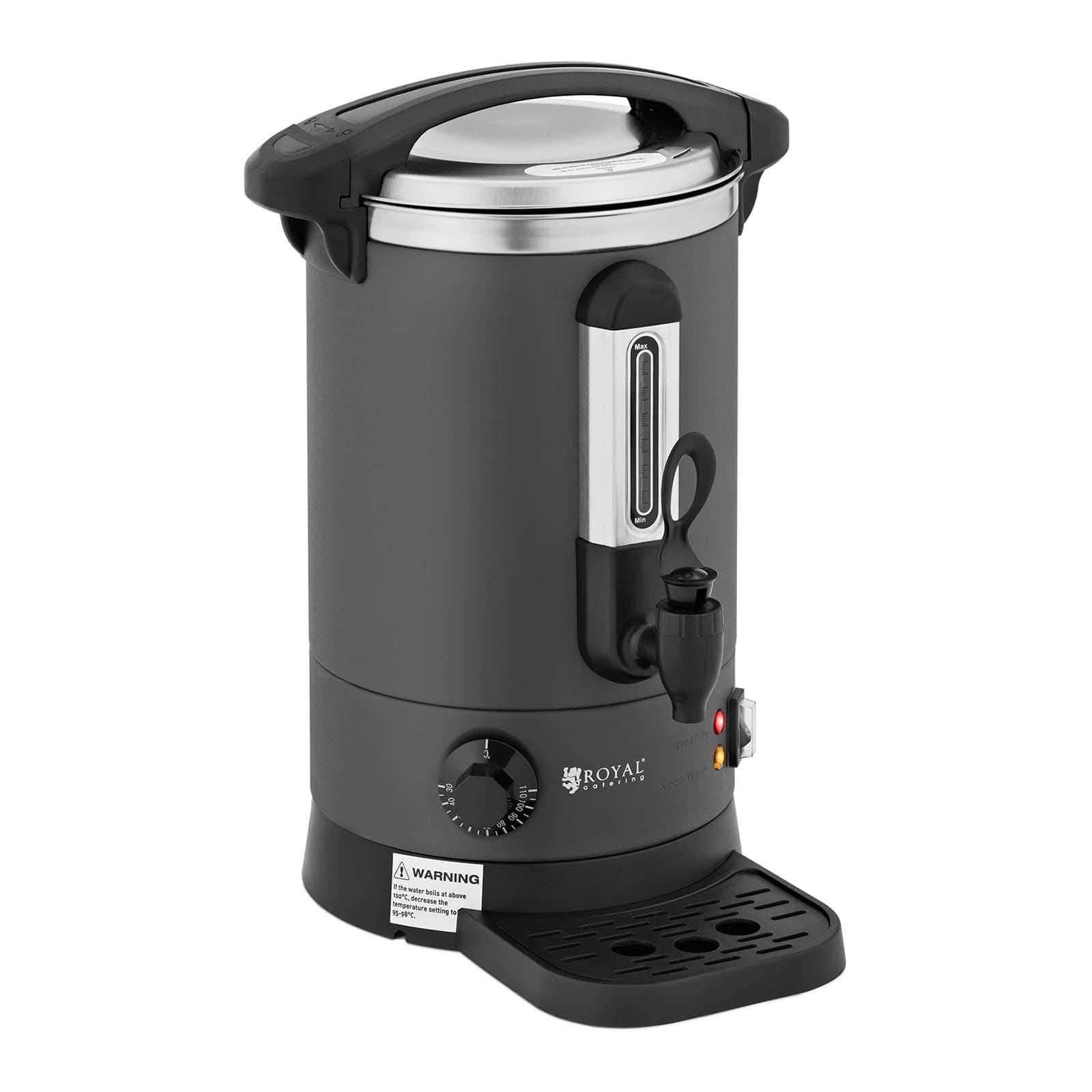 Royal Catering RC-WBDWC6G Hervidor de agua 6,1 L 1500 W Bandeja de goteo Hervidor de agua Acero Inoxidable Hervidor de Agua Caliente Dispensador de bebidas calientes