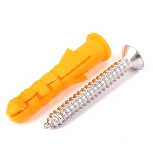 Miniatura 4 de IIVVERR 25 juegos de tapones de anclaje de pared M8x40mm Tornillos de cabeza plana Phillips con broca (25 juegos de tornillos de cabeza plana