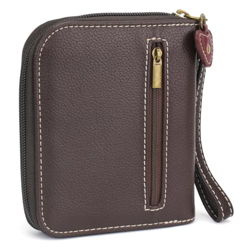 Image of CHALA Zip Around Wallet, Wristlet, 8 Credit Card Slots, Sturdy Pu Leather - Cross - Maroon