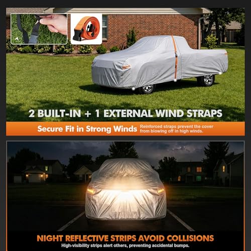 Tozaroa Truck Cover Custom Fit for Ram 1500(1994-2018) Regular Cab (6.4') Waterproof All-Weather,Outdoor Heavy Duty UV-Resistant Full Car Covers with Windshield Sun Shade&Storage Bag by Tozaroa - Used condition - Image 3